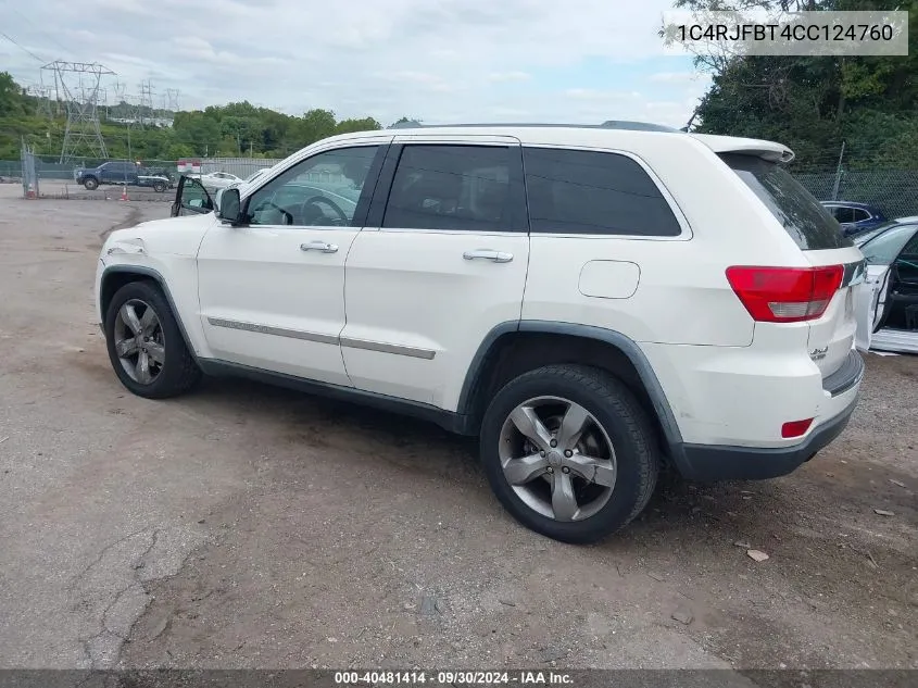 2012 Jeep Grand Cherokee Limited VIN: 1C4RJFBT4CC124760 Lot: 40481414