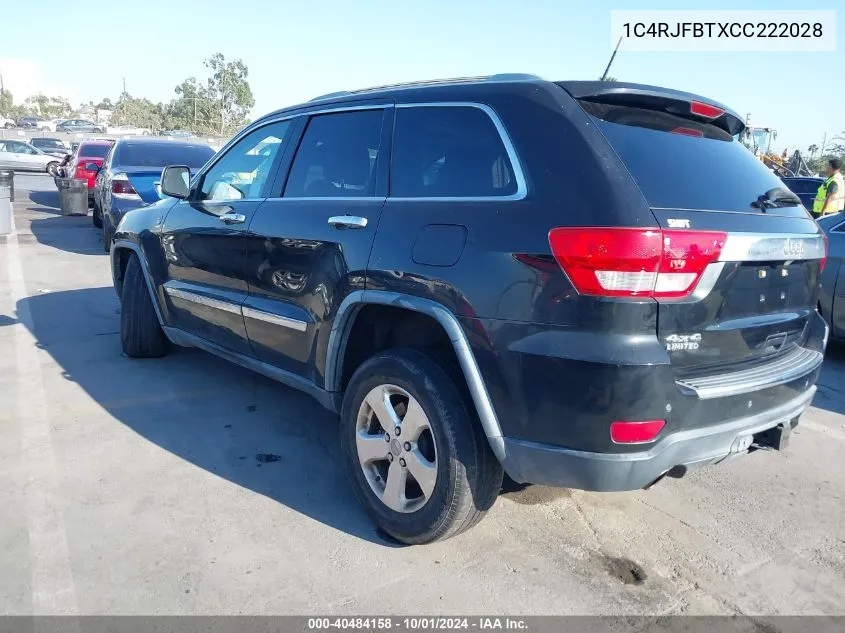 2012 Jeep Grand Cherokee Limited VIN: 1C4RJFBTXCC222028 Lot: 40484158