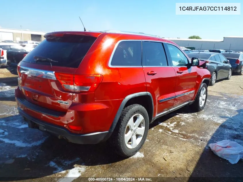 2012 Jeep Grand Cherokee Laredo VIN: 1C4RJFAG7CC114812 Lot: 40500724