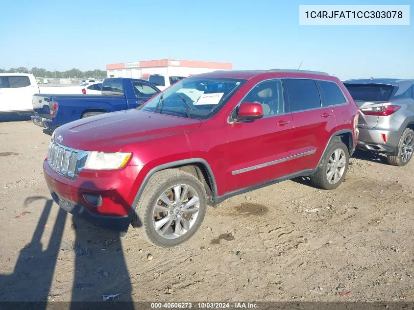 2012 Jeep Grand Cherokee Laredo VIN: 1C4RJFAT1CC303078 Lot: 40506273