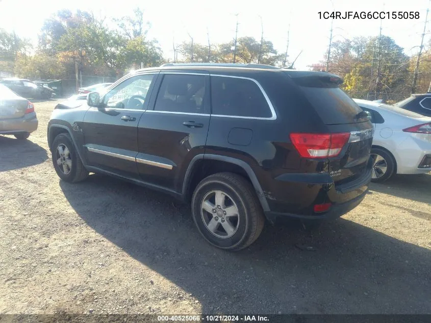 2012 Jeep Grand Cherokee Laredo VIN: 1C4RJFAG6CC155058 Lot: 40525066