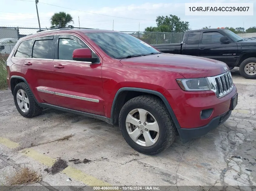 2012 Jeep Grand Cherokee Laredo VIN: 1C4RJFAG4CC294007 Lot: 40600058