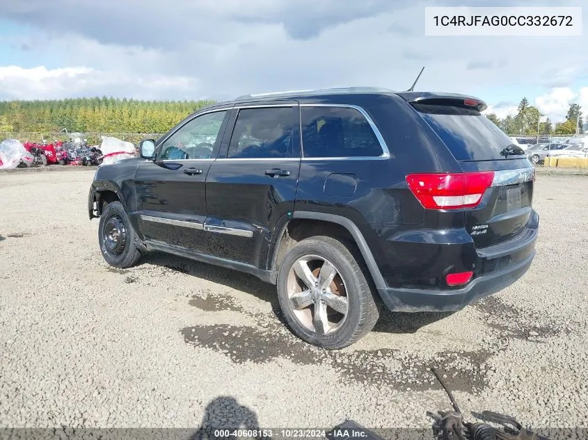 2012 Jeep Grand Cherokee Laredo VIN: 1C4RJFAG0CC332672 Lot: 40608153