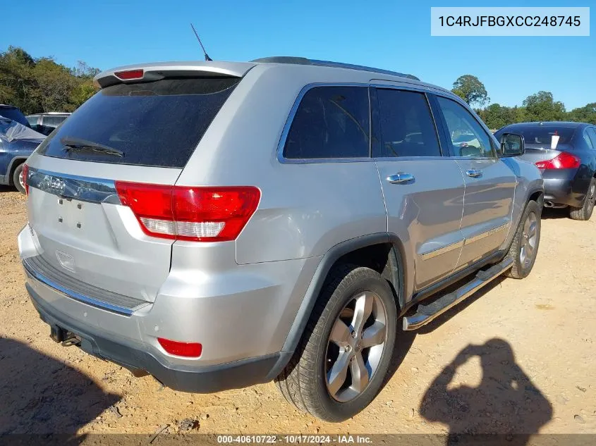 2012 Jeep Grand Cherokee Limited VIN: 1C4RJFBGXCC248745 Lot: 40610722