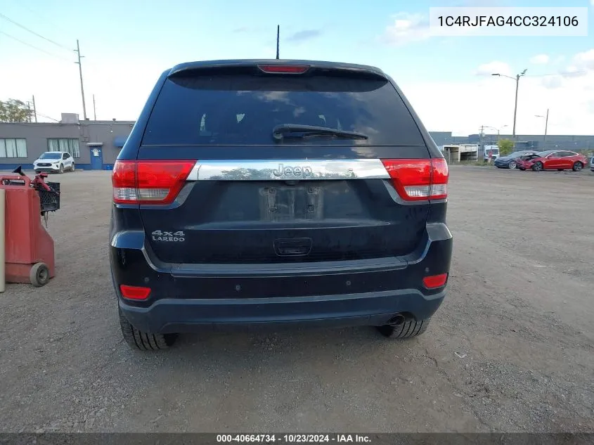 2012 Jeep Grand Cherokee Laredo VIN: 1C4RJFAG4CC324106 Lot: 40664734