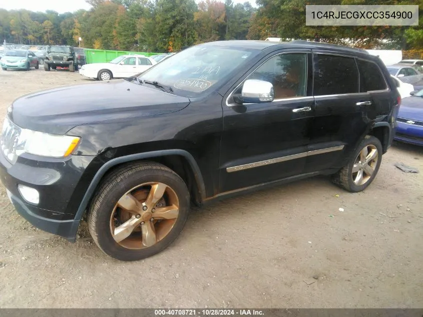 2012 Jeep Grand Cherokee Overland VIN: 1C4RJECGXCC354900 Lot: 40708721