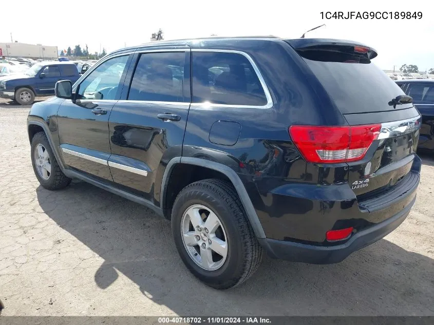 2012 Jeep Grand Cherokee Laredo VIN: 1C4RJFAG9CC189849 Lot: 40718702