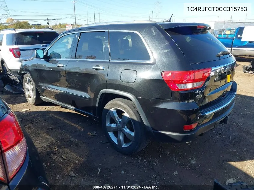 2012 Jeep Grand Cherokee Overland VIN: 1C4RJFCT0CC315753 Lot: 40726271