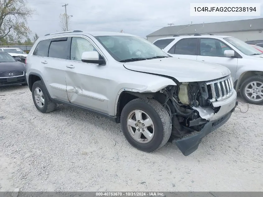 2012 Jeep Grand Cherokee Laredo VIN: 1C4RJFAG2CC238194 Lot: 40753670