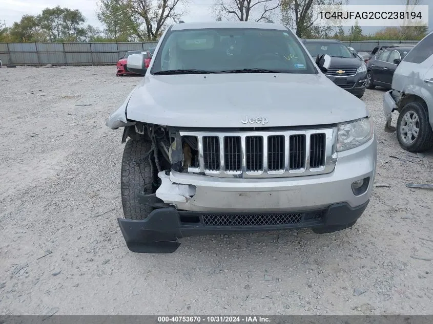 2012 Jeep Grand Cherokee Laredo VIN: 1C4RJFAG2CC238194 Lot: 40753670