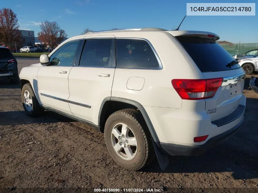 2012 Jeep Grand Cherokee Laredo VIN: 1C4RJFAG5CC214780 Lot: 40758090