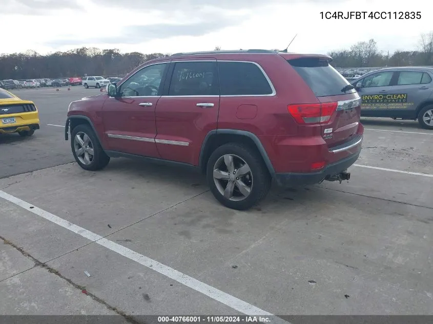 2012 Jeep Grand Cherokee Limited VIN: 1C4RJFBT4CC112835 Lot: 40766001