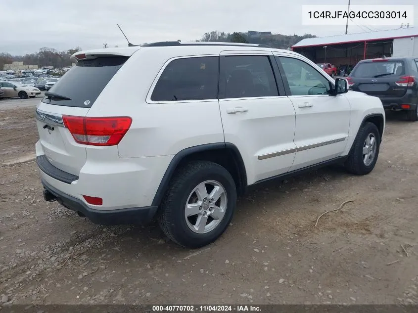 2012 Jeep Grand Cherokee Laredo VIN: 1C4RJFAG4CC303014 Lot: 40770702