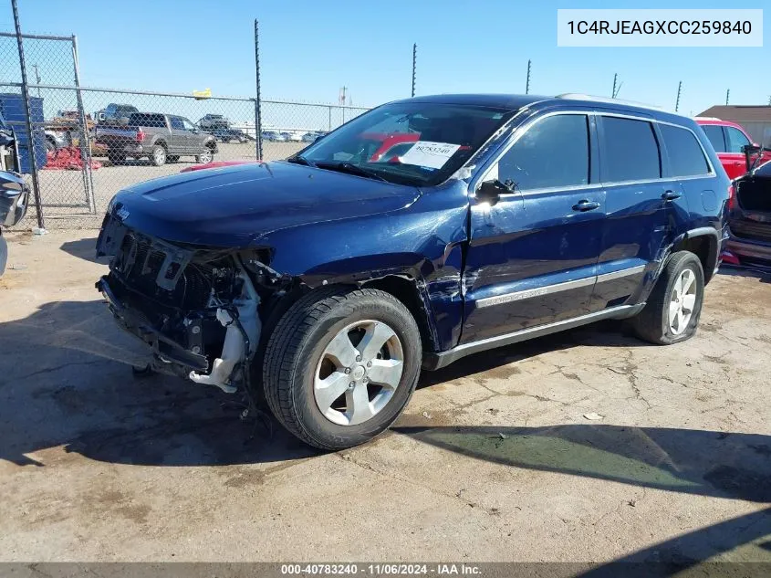 2012 Jeep Grand Cherokee Laredo VIN: 1C4RJEAGXCC259840 Lot: 40783240