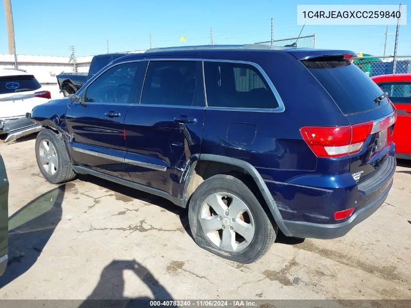 2012 Jeep Grand Cherokee Laredo VIN: 1C4RJEAGXCC259840 Lot: 40783240