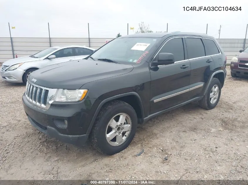 2012 Jeep Grand Cherokee Laredo VIN: 1C4RJFAG3CC104634 Lot: 40797398