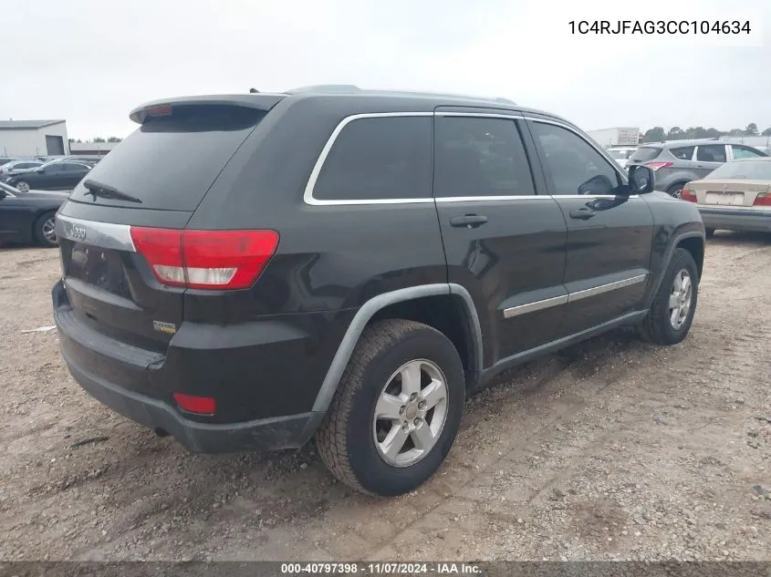 2012 Jeep Grand Cherokee Laredo VIN: 1C4RJFAG3CC104634 Lot: 40797398