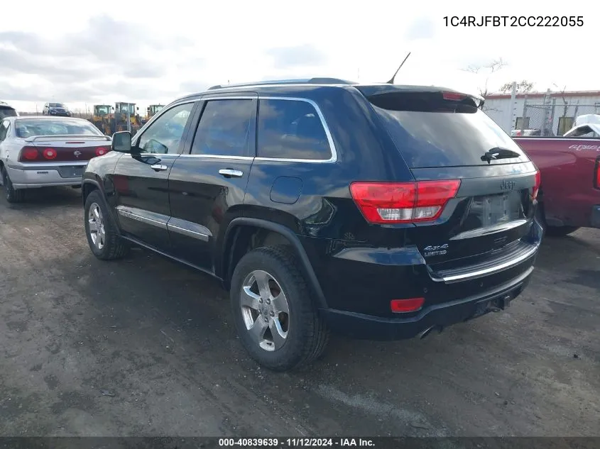 2012 Jeep Grand Cherokee Limited VIN: 1C4RJFBT2CC222055 Lot: 40839639