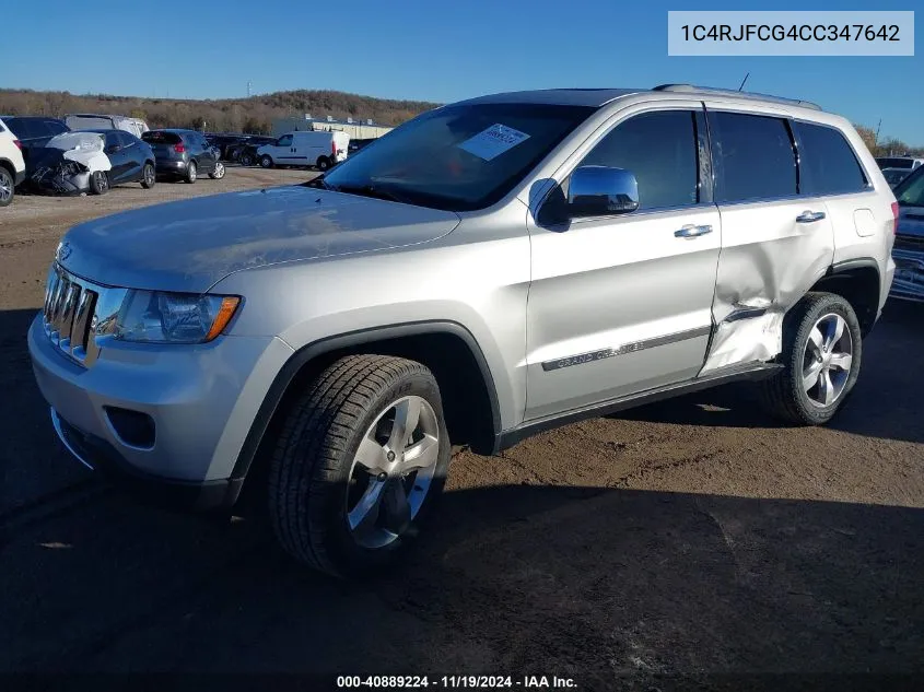 2012 Jeep Grand Cherokee Overland VIN: 1C4RJFCG4CC347642 Lot: 40889224