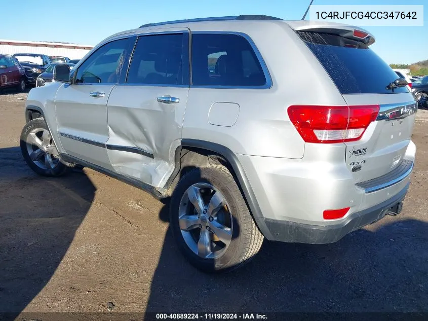 2012 Jeep Grand Cherokee Overland VIN: 1C4RJFCG4CC347642 Lot: 40889224