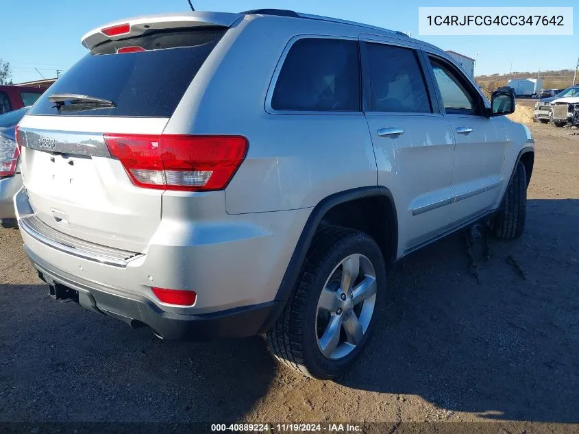 2012 Jeep Grand Cherokee Overland VIN: 1C4RJFCG4CC347642 Lot: 40889224