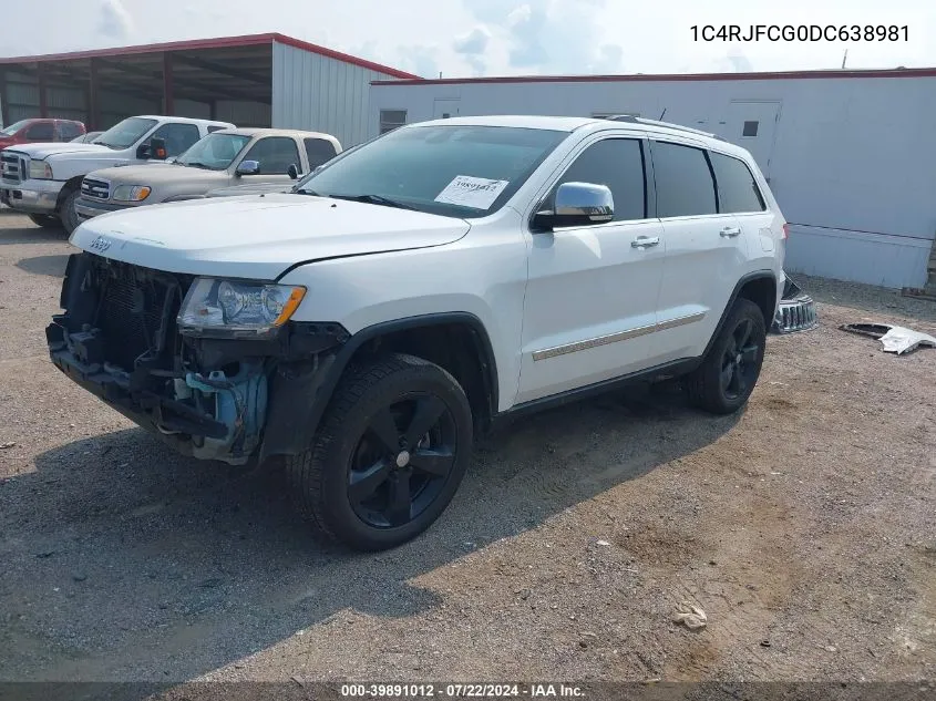 2013 Jeep Grand Cherokee Overland VIN: 1C4RJFCG0DC638981 Lot: 39891012