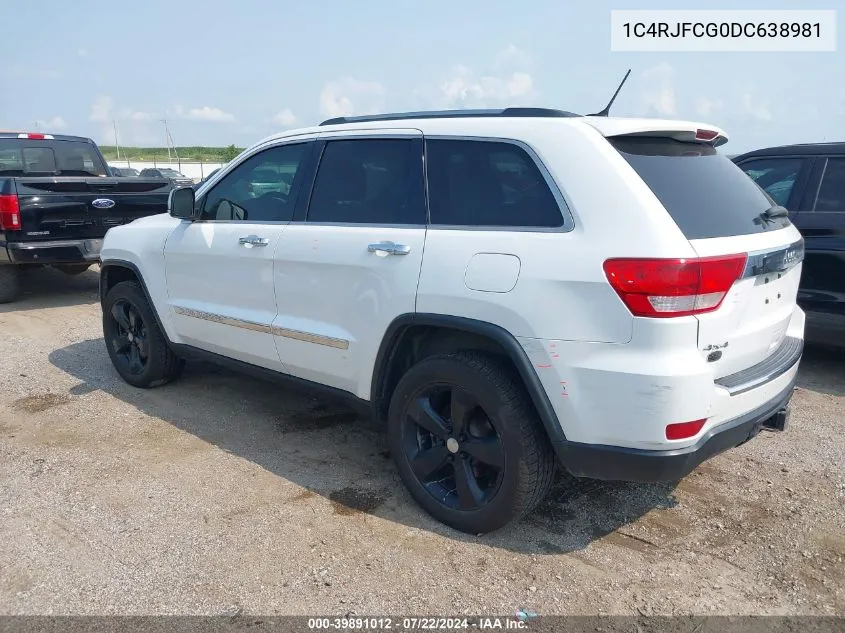 2013 Jeep Grand Cherokee Overland VIN: 1C4RJFCG0DC638981 Lot: 39891012