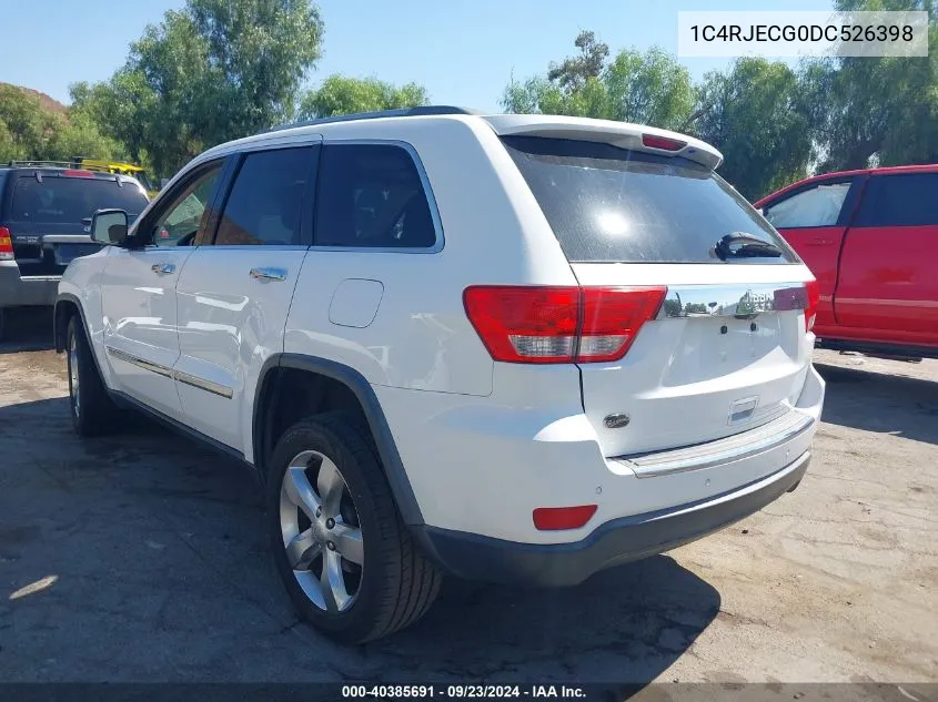 2013 Jeep Grand Cherokee Overland VIN: 1C4RJECG0DC526398 Lot: 40385691