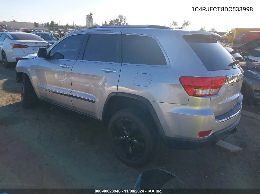 2013 Jeep Grand Cherokee Overland VIN: 1C4RJECT8DC533998 Lot: 40823946