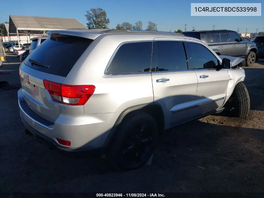 2013 Jeep Grand Cherokee Overland VIN: 1C4RJECT8DC533998 Lot: 40823946