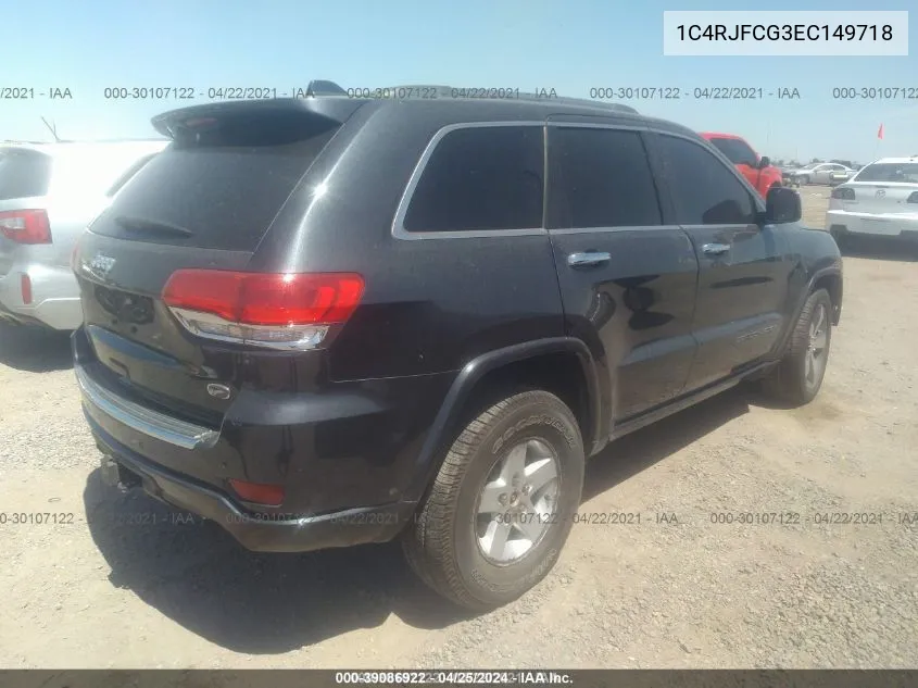 2014 Jeep Grand Cherokee Overland VIN: 1C4RJFCG3EC149718 Lot: 39086922