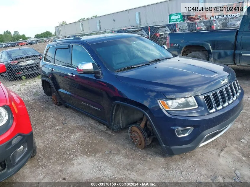 2014 Jeep Grand Cherokee Limited VIN: 1C4RJFBG7EC102418 Lot: 39576150