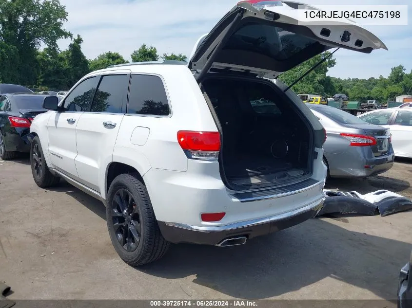 2014 Jeep Grand Cherokee Summit VIN: 1C4RJEJG4EC475198 Lot: 39725174