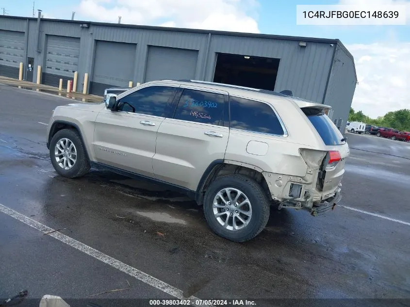 2014 Jeep Grand Cherokee Limited VIN: 1C4RJFBG0EC148639 Lot: 39803402