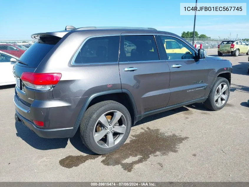 2014 Jeep Grand Cherokee Limited VIN: 1C4RJFBG1EC567745 Lot: 39815474