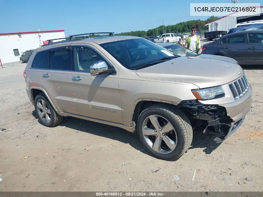 2014 Jeep Grand Cherokee Overland VIN: 1C4RJECG7EC216802 Lot: 40166512