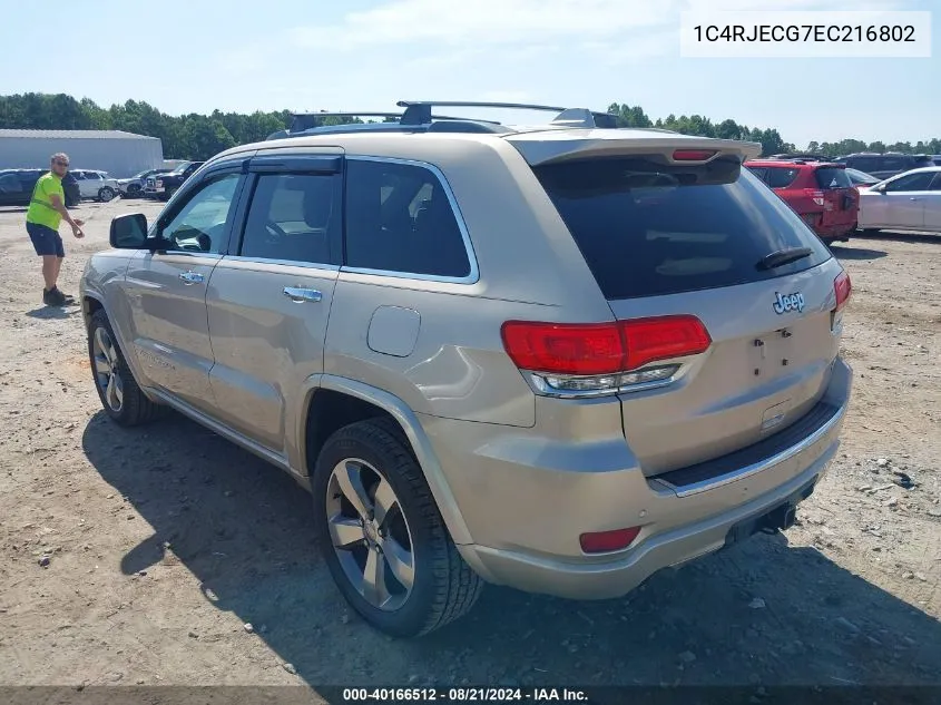 2014 Jeep Grand Cherokee Overland VIN: 1C4RJECG7EC216802 Lot: 40166512