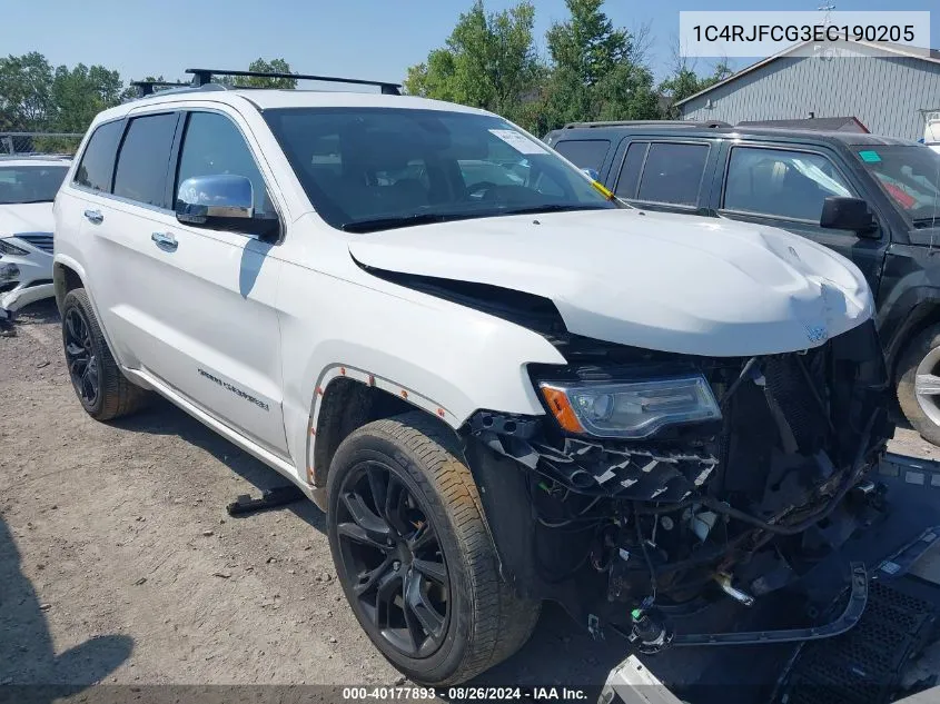 2014 Jeep Grand Cherokee Overland VIN: 1C4RJFCG3EC190205 Lot: 40177893