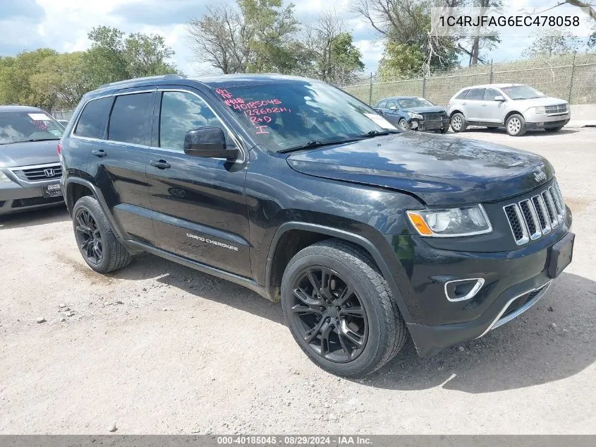 2014 Jeep Grand Cherokee Laredo VIN: 1C4RJFAG6EC478058 Lot: 40185045