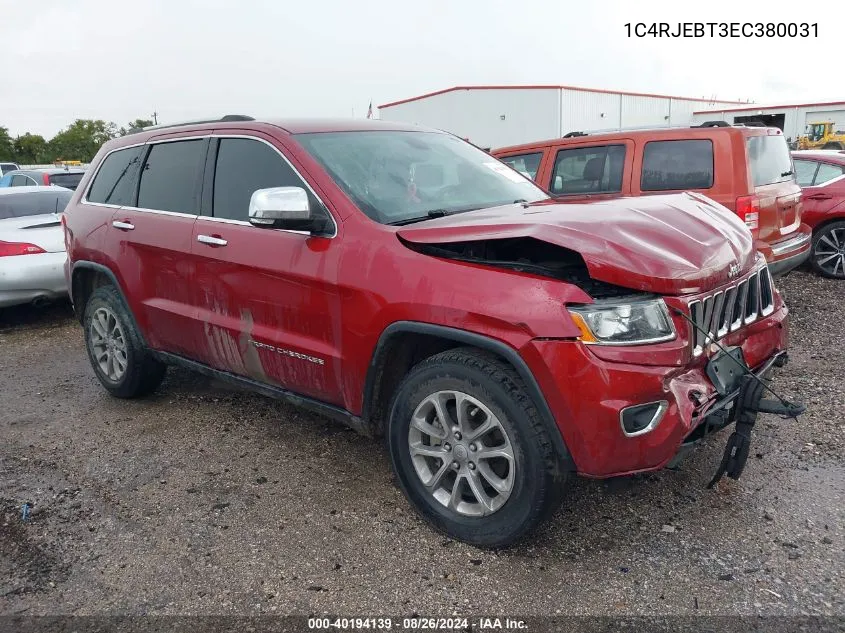 2014 Jeep Grand Cherokee Limited VIN: 1C4RJEBT3EC380031 Lot: 40194139