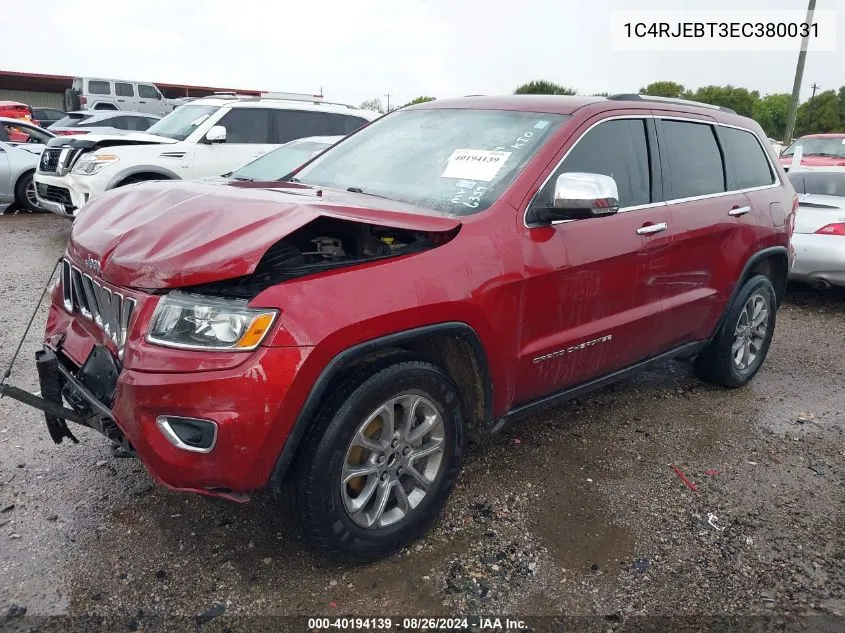 2014 Jeep Grand Cherokee Limited VIN: 1C4RJEBT3EC380031 Lot: 40194139