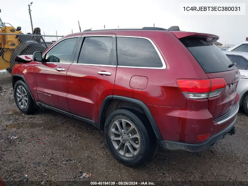 1C4RJEBT3EC380031 2014 Jeep Grand Cherokee Limited