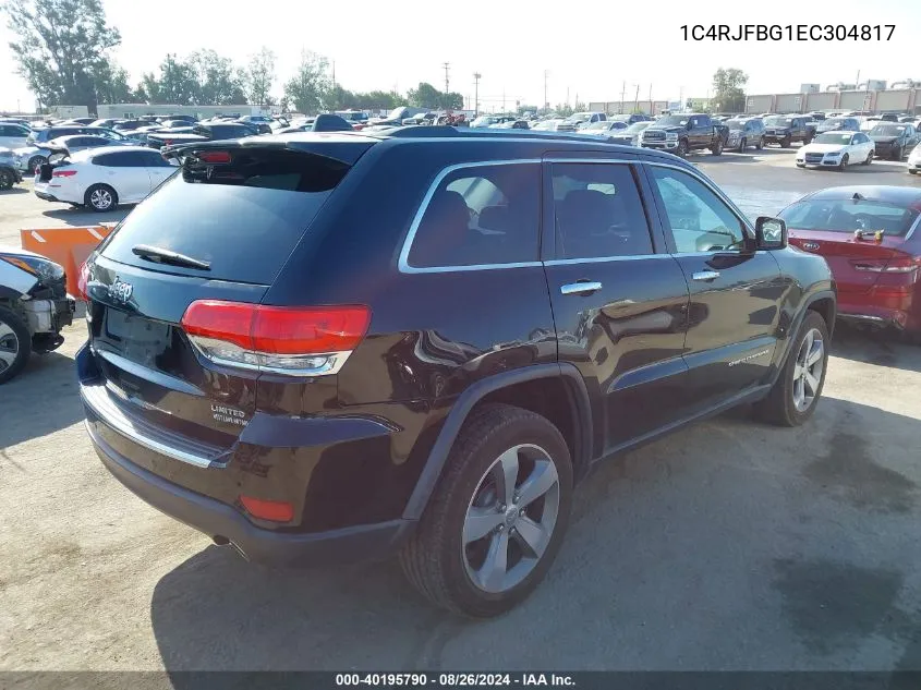 2014 Jeep Grand Cherokee Limited VIN: 1C4RJFBG1EC304817 Lot: 40195790