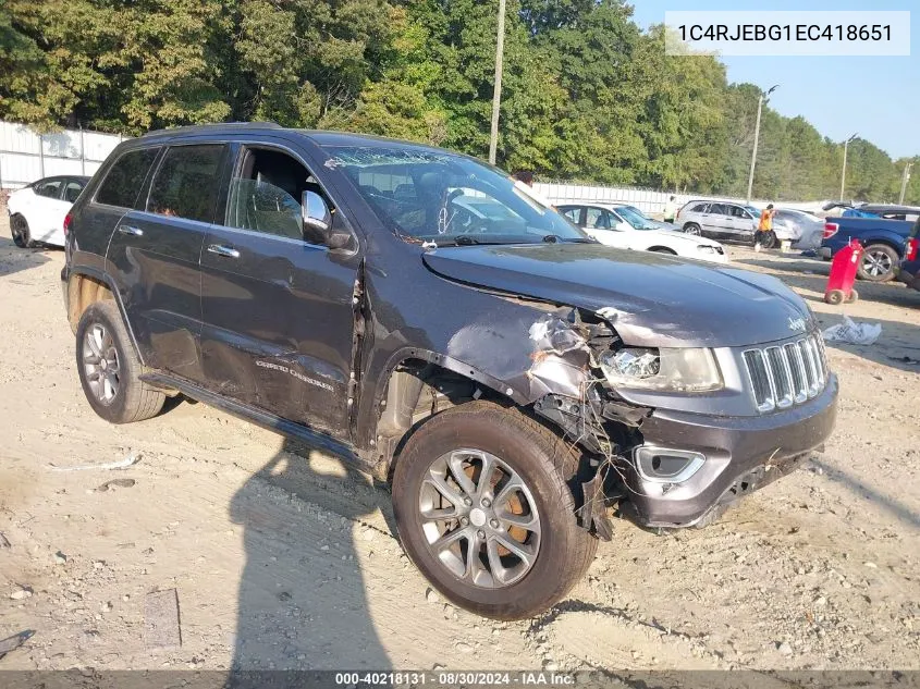 2014 Jeep Grand Cherokee Limited VIN: 1C4RJEBG1EC418651 Lot: 40218131