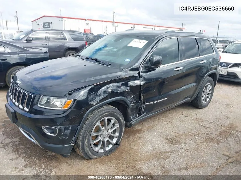 2014 Jeep Grand Cherokee Limited VIN: 1C4RJEBG0EC536660 Lot: 40260170