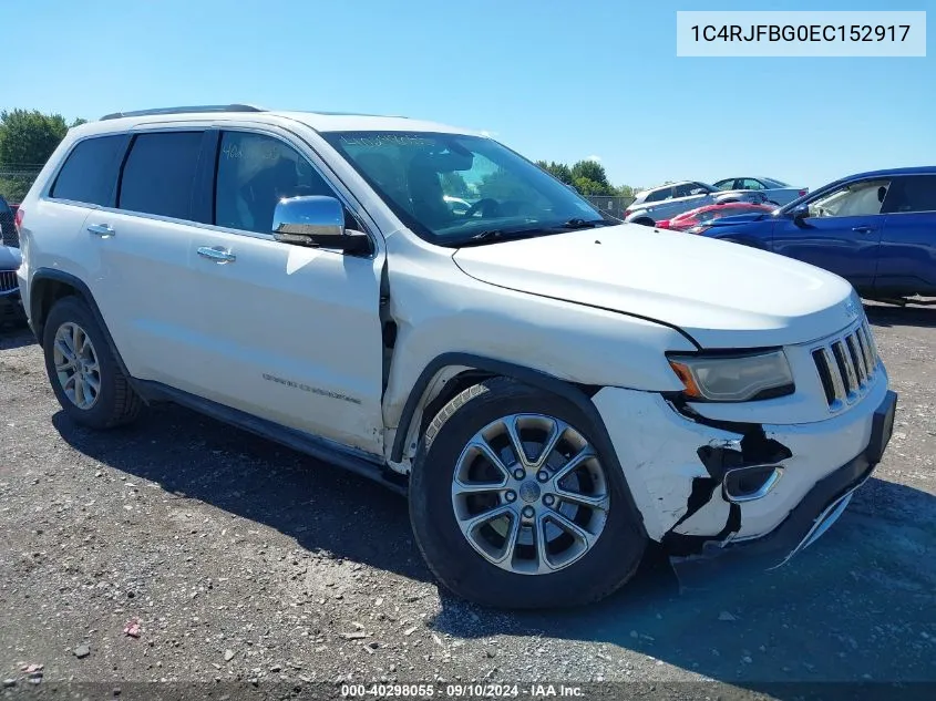 2014 Jeep Grand Cherokee Limited VIN: 1C4RJFBG0EC152917 Lot: 40298055