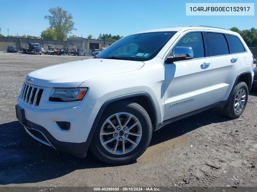 2014 Jeep Grand Cherokee Limited VIN: 1C4RJFBG0EC152917 Lot: 40298055