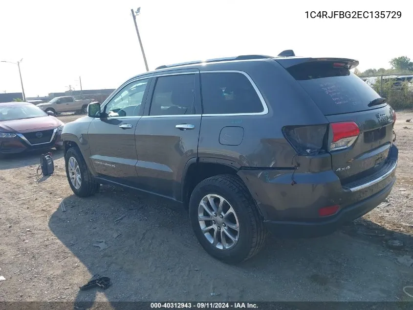 2014 Jeep Grand Cherokee Limited VIN: 1C4RJFBG2EC135729 Lot: 40312943