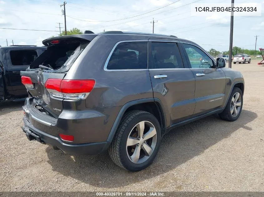 2014 Jeep Grand Cherokee Limited VIN: 1C4RJFBG4EC324334 Lot: 40326701