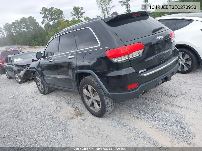 2014 Jeep Grand Cherokee Limited VIN: 1C4RJEBT3EC270953 Lot: 40358774